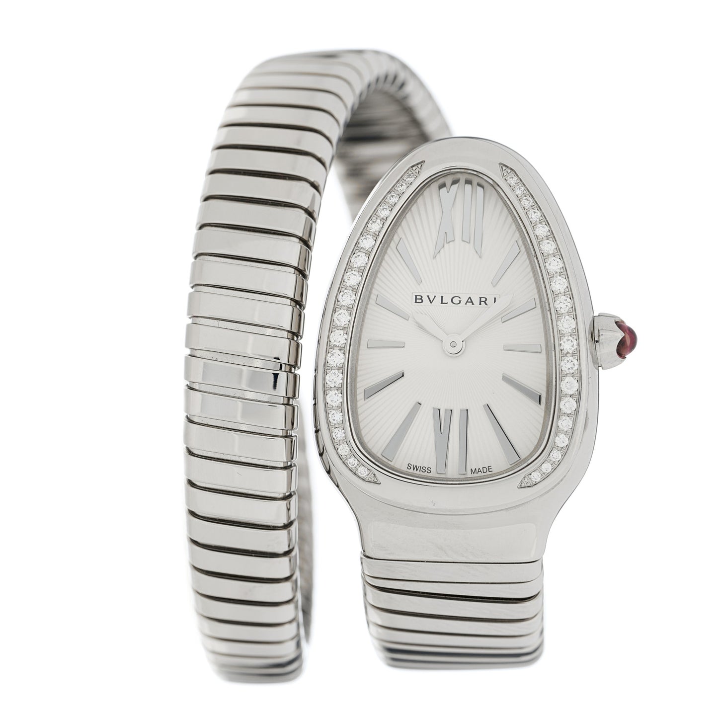 Stainless Steel Diamond Bezel 35mm Serpenti Tubogas Quartz Watch