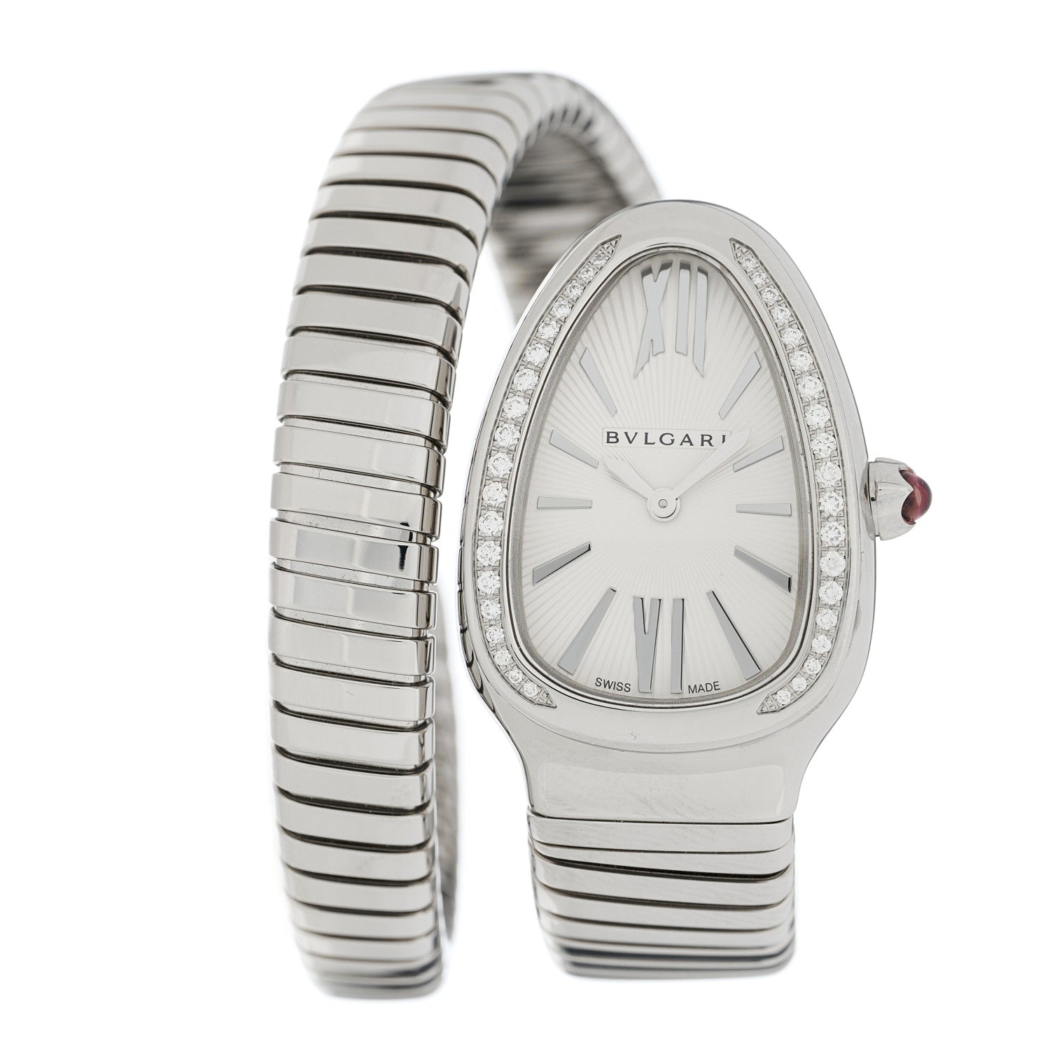 Bulgari Stainless Steel Diamond Bezel 35mm Serpenti Tubogas Quartz Watch 1 of 5