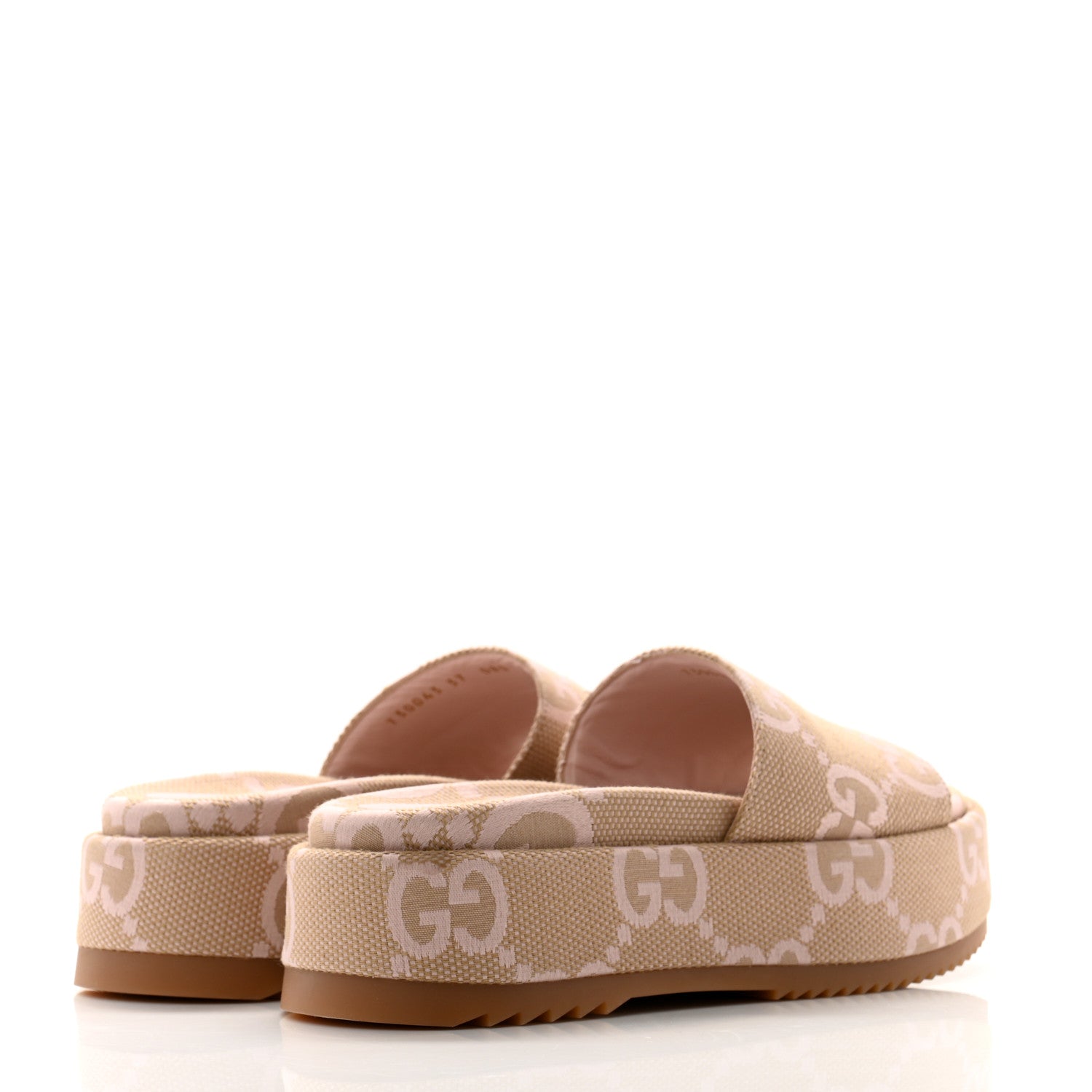 Gucci Monogram Jumbo GG Angelina Platform 55mm Slide Sandals 37 Beige Perfect Pink 4 of 9