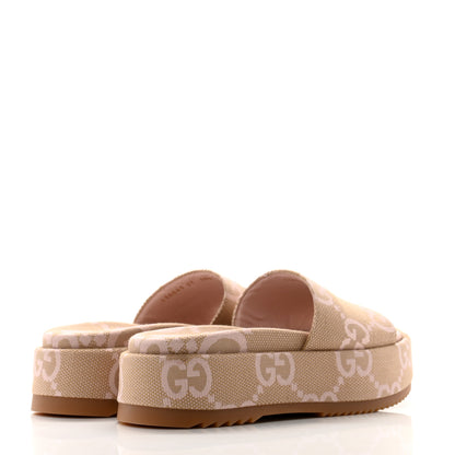 Gucci Monogram Jumbo GG Angelina Platform 55mm Slide Sandals 37 Beige Perfect Pink 4 of 9