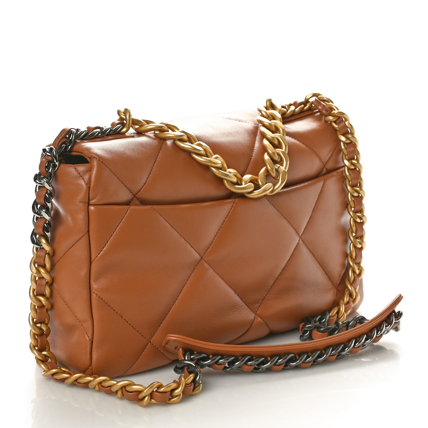 Lambskin Quilted Large Chanel 19 Flap Brown