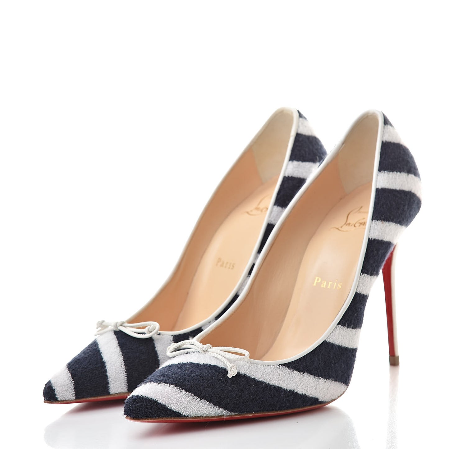 Sponge Fabric Shiny Nappa Decollete Spa 100 Pumps 38 Navy White