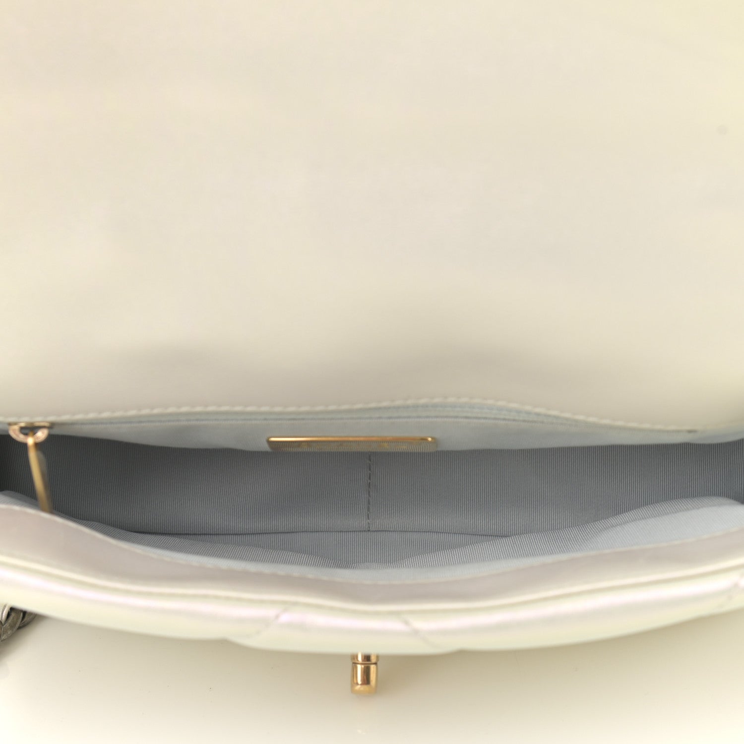 Chanel Iridescent Calfskin Quilted Medium Chanel 19 Flap White 5 of 10