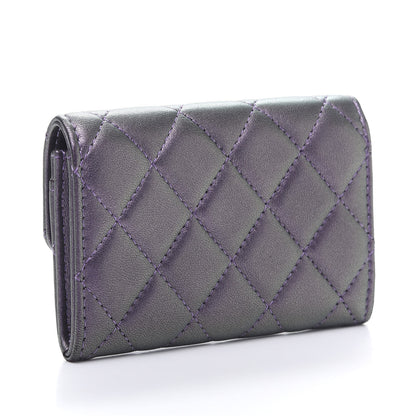 Chanel Iridescent Lambskin Quilted Flap Card Holder Purple 3 of 11