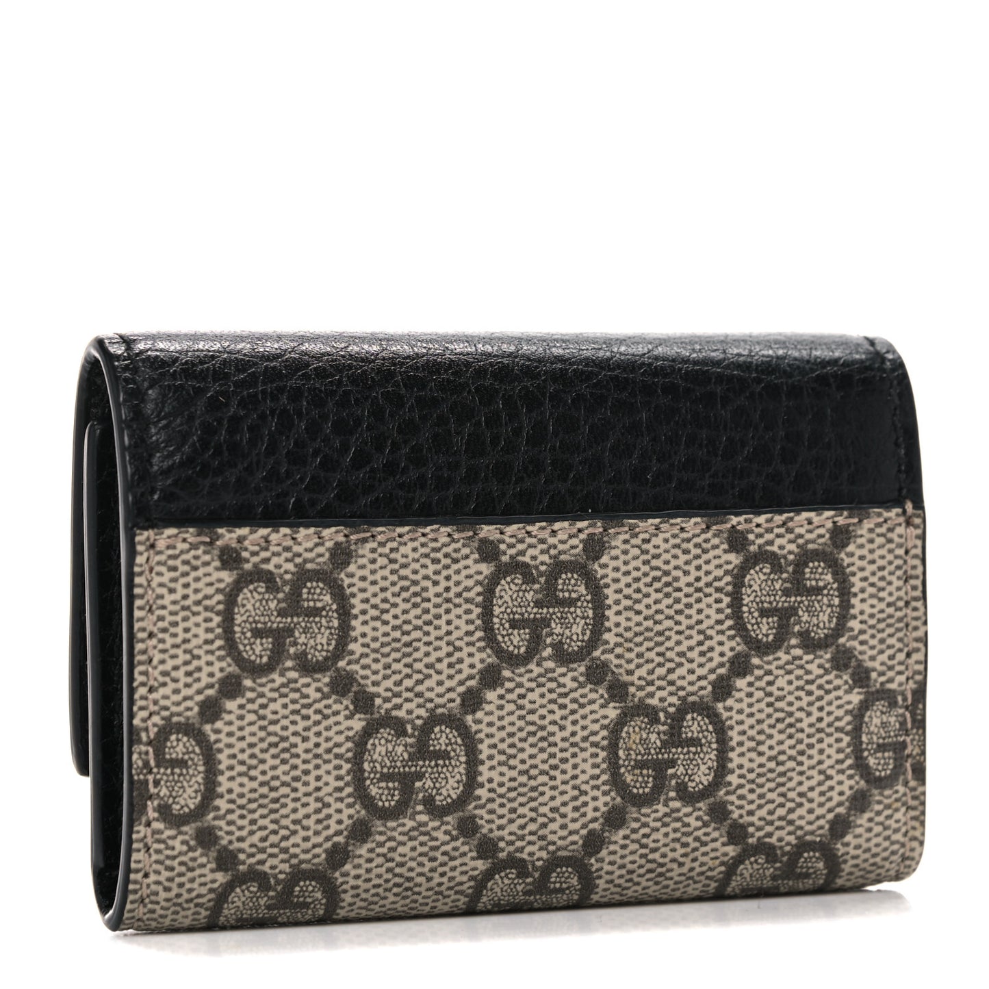 Dollar Calfskin GG Supreme Monogram GG Marmont 6 Key Holder Case Black Beige Ebony