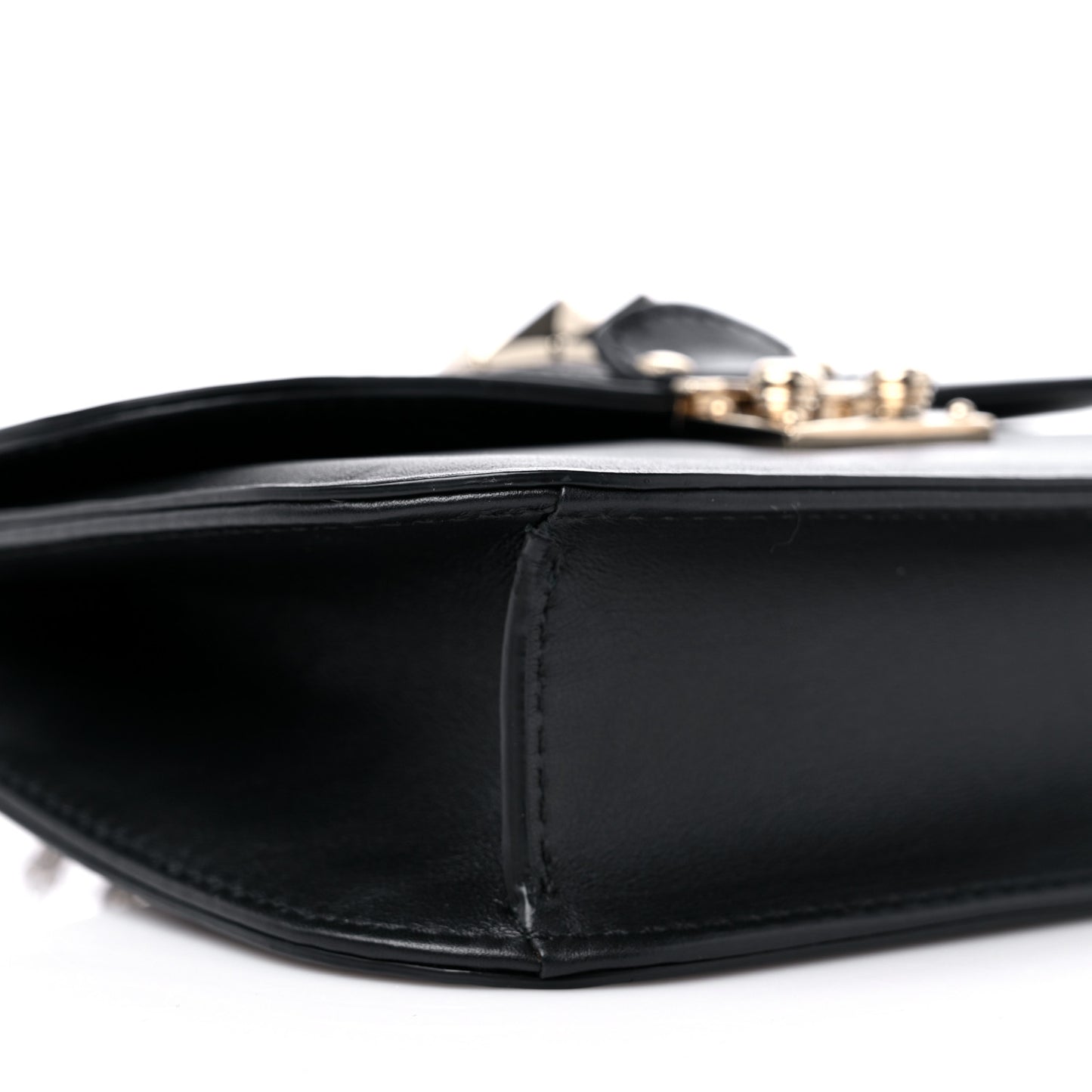 Vitello Small Glam Lock Rockstud Flap Black