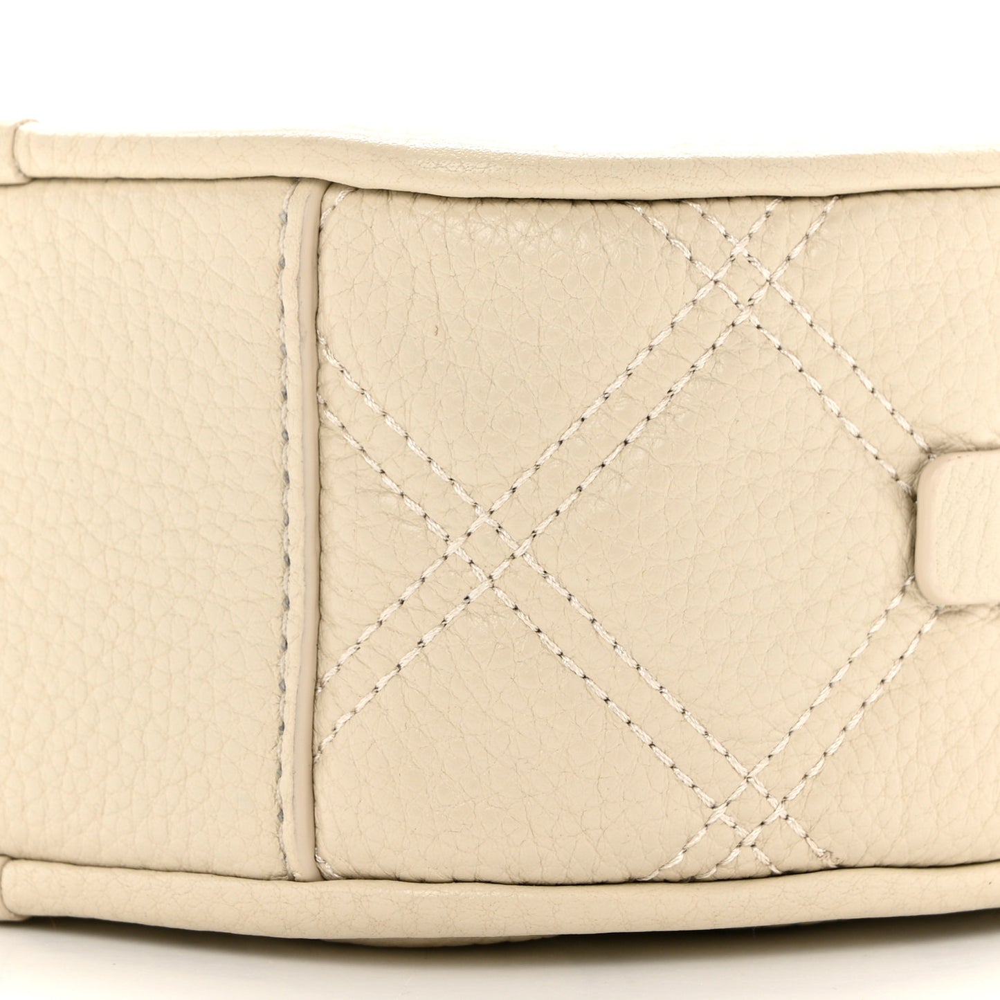 Grained Calfskin Quilted The Status Round Crossbody Oatmilk