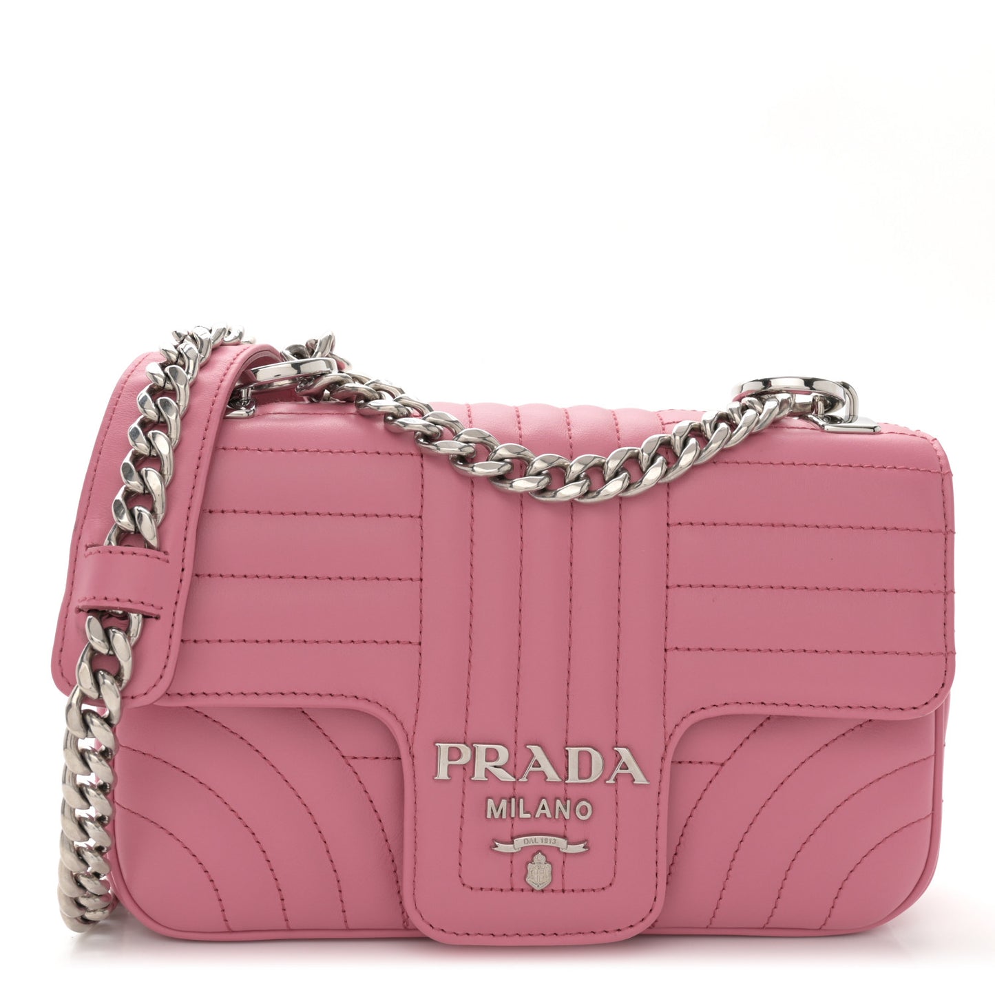 Soft Calfskin Impunture Diagramme Small Chain Flap Shoulder Bag Begonia
