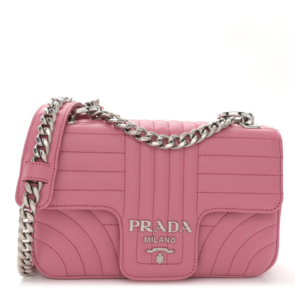 Prada Soft Calfskin Impunture Diagramme Small Chain Flap Shoulder Bag Begonia 1 of 11