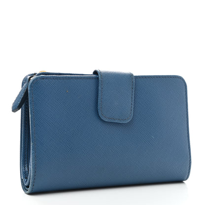 Prada Saffiano Metal Compact Wallet Cobalto 3 of 7