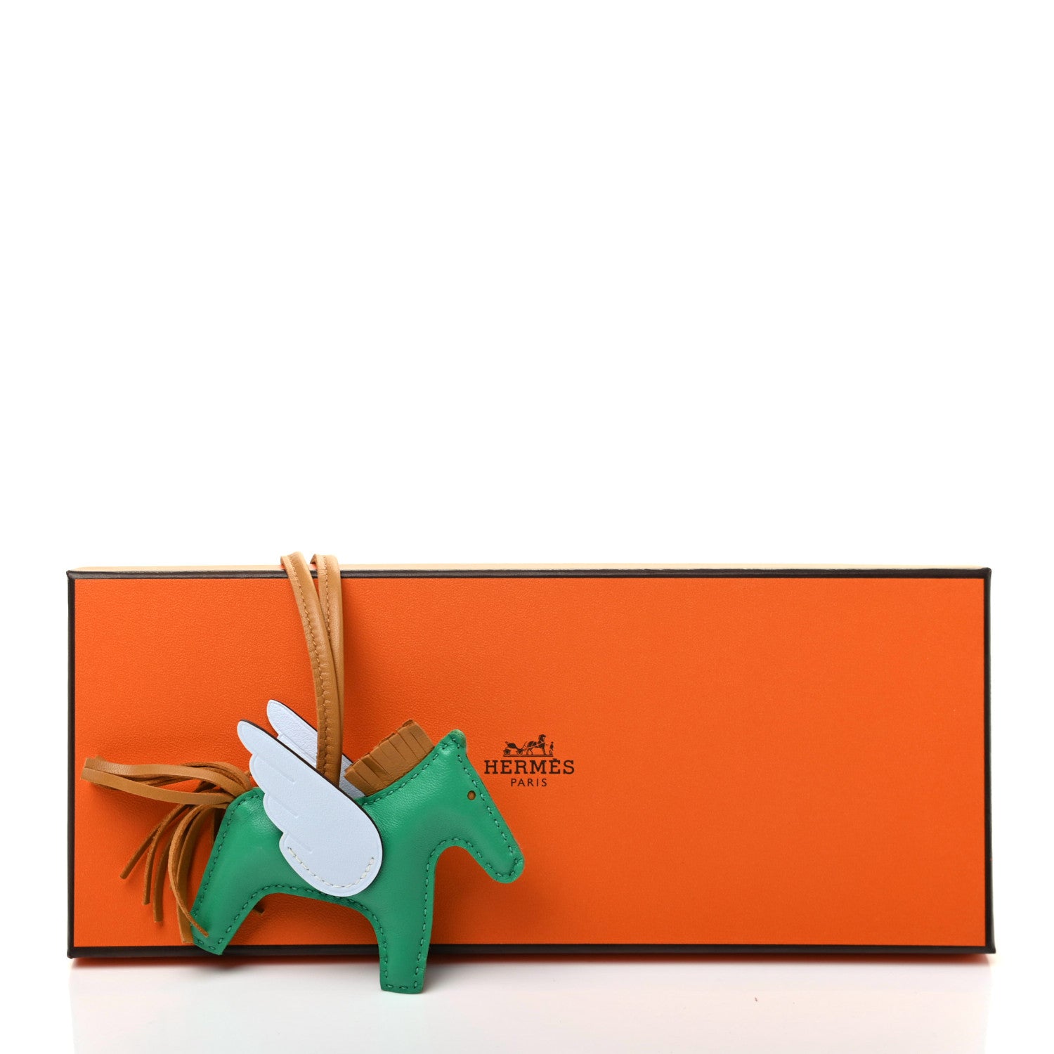 Hermes Milo Lambskin Grigri Rodeo Pegase Horse Bag Charm PM Menthe Sesame Bleu Brume 5 of 5