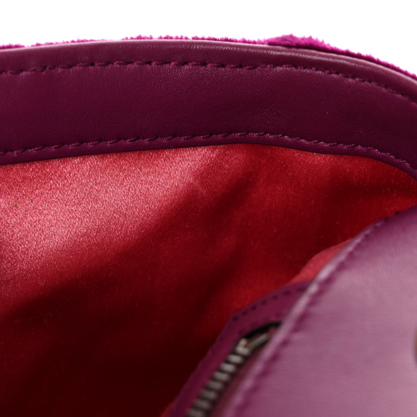 Velvet Matelasse Small GG Marmont Shoulder Bag Fuchsia Violet Cyclamen
