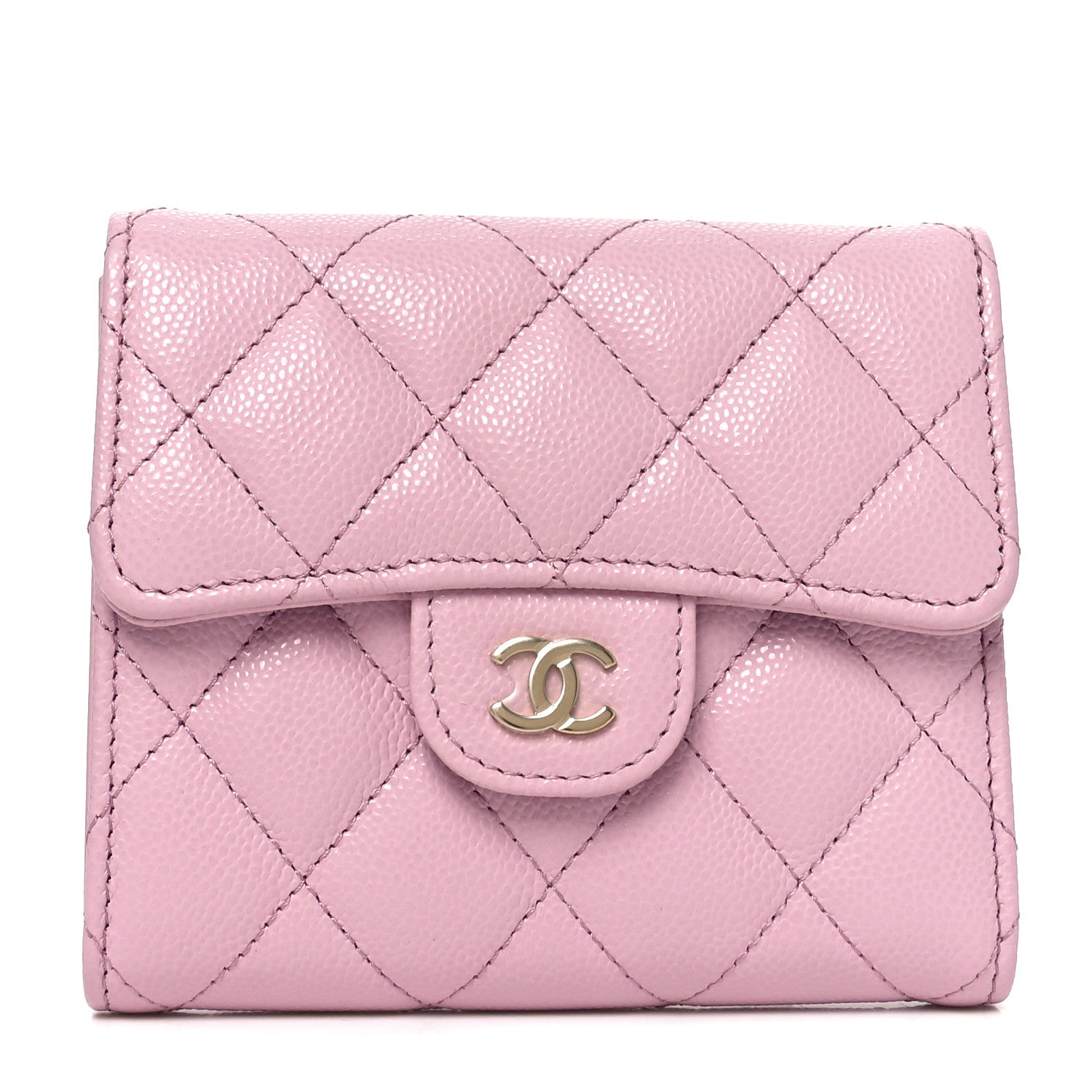 Chanel Caviar Quilted Compact Flap Wallet Light Pink 1 of 9