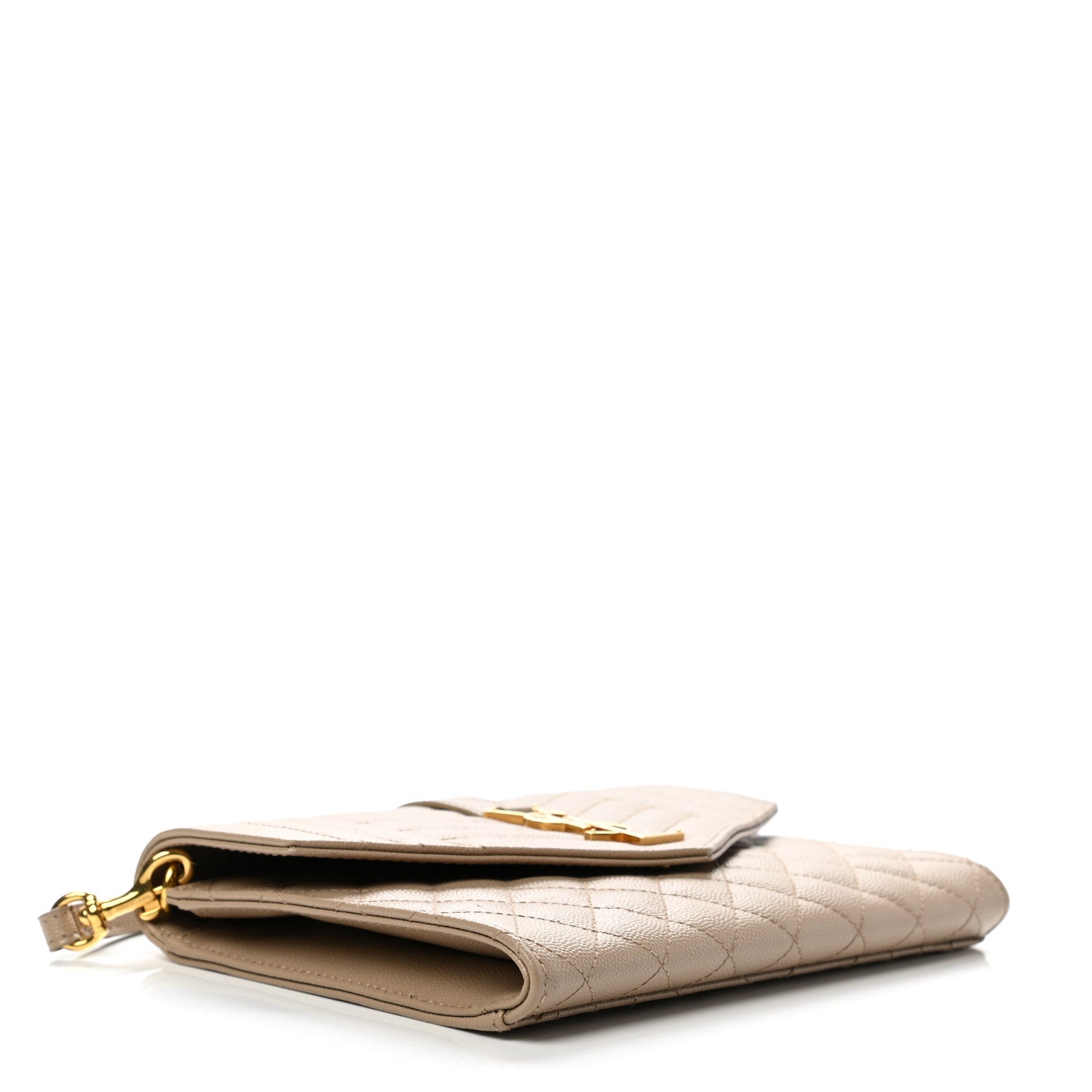 Saint Laurent Grain De Poudre Textured Mixed Matelasse Triquilt Monogram Clutch Dark Beige 3 of 7