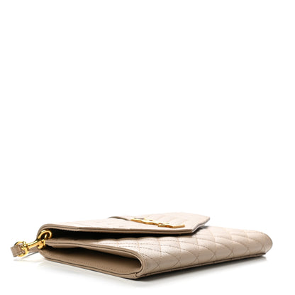 Saint Laurent Grain De Poudre Textured Mixed Matelasse Triquilt Monogram Clutch Dark Beige 3 of 7