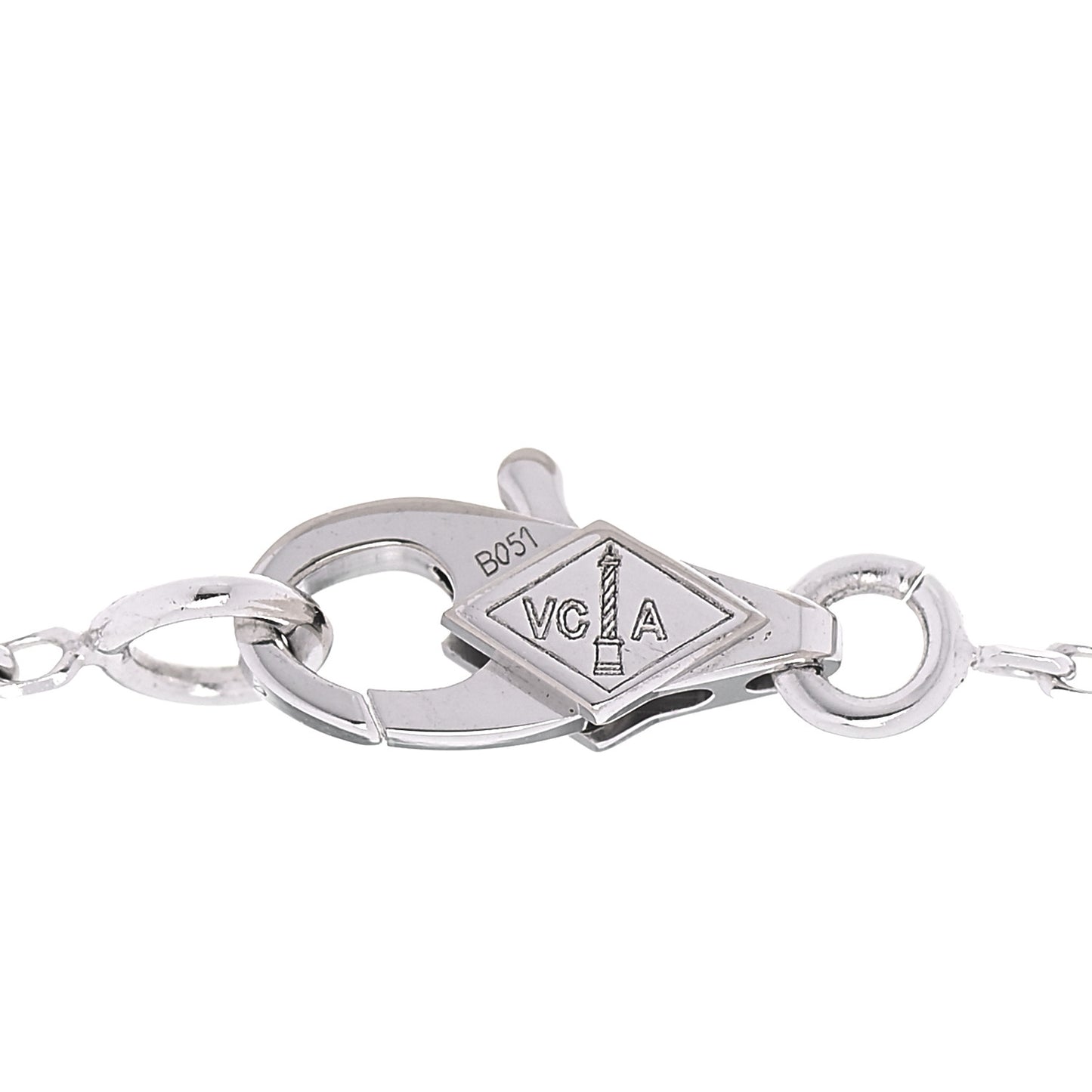 18K White Gold Diamond Sweet Alhambra Pendant Necklace