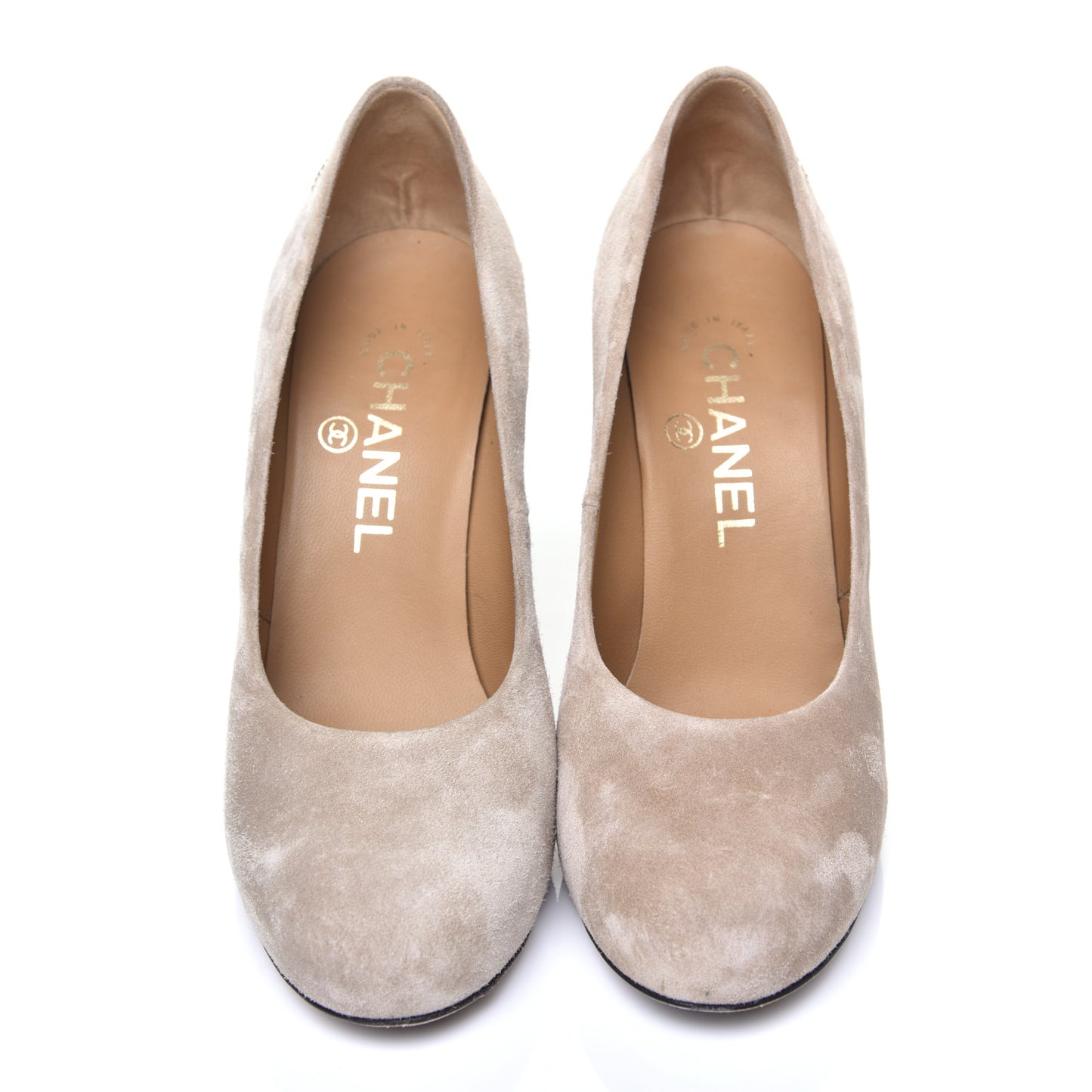 Suede Calfskin CC Pumps 36 Dark Beige