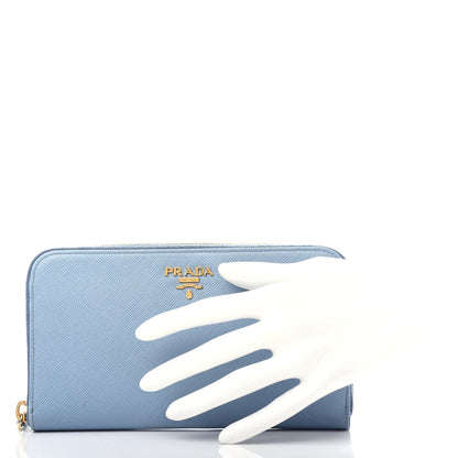 Prada Saffiano Metal Zip Around Wallet Astrale 2 of 10