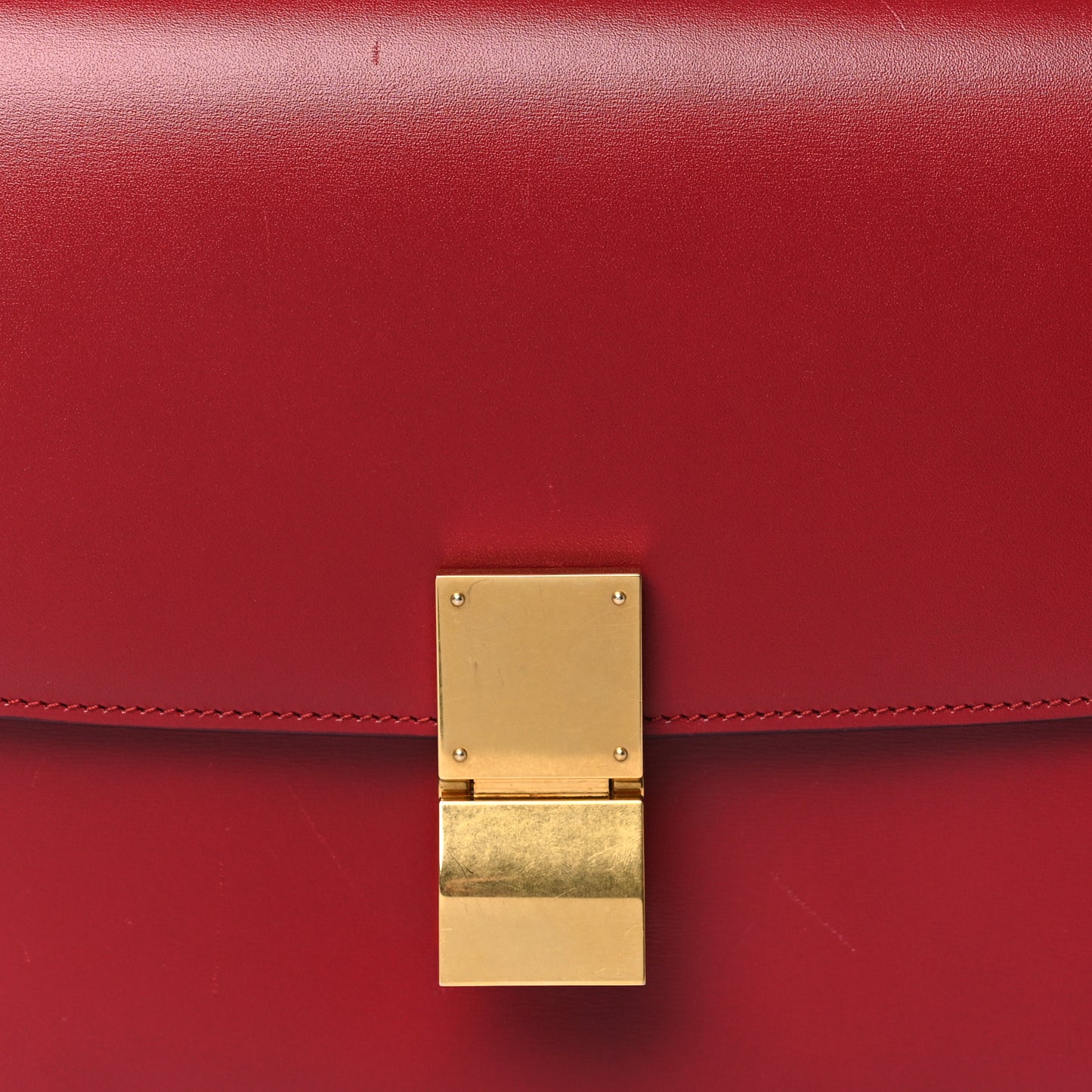 Box Cakfskin Medium Classic Box Flap Bag Red