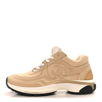Chanel Fabric CC Womens Sneakers 40 Beige 1 of 9