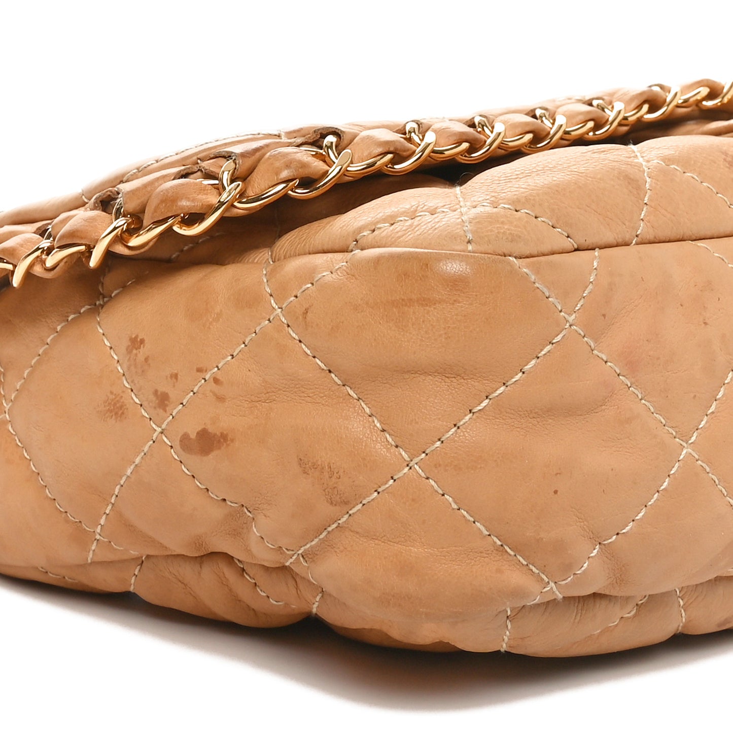 Calfskin Quilted Medium Chain Me Flap Light Beige