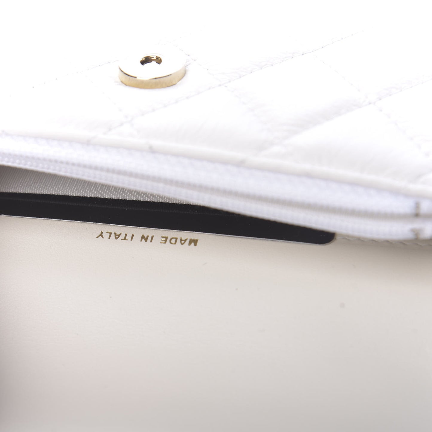 Calfskin Quilted Pearl Clutch With Chain White