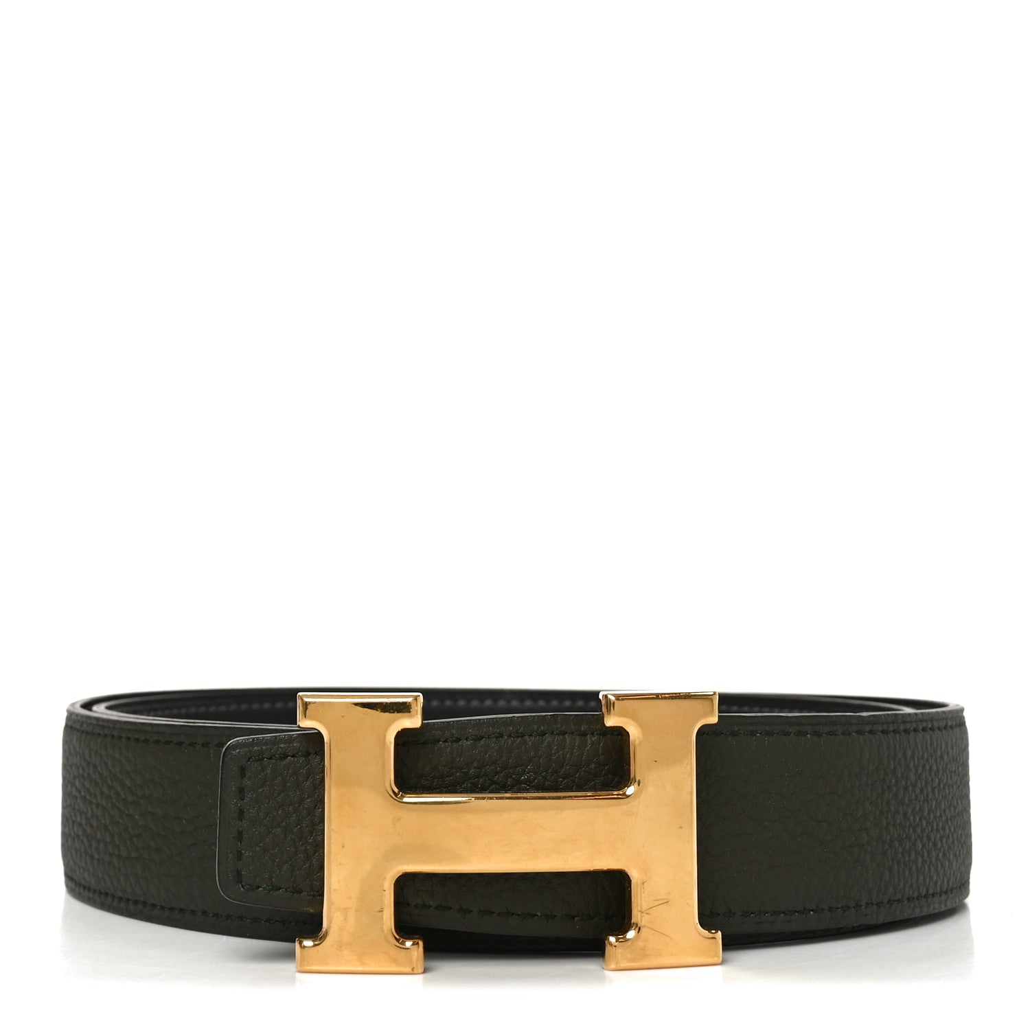 Hermes Chamonix Togo 32mm H Belt  85 34 Plomb Vert De Gris 1 of 4