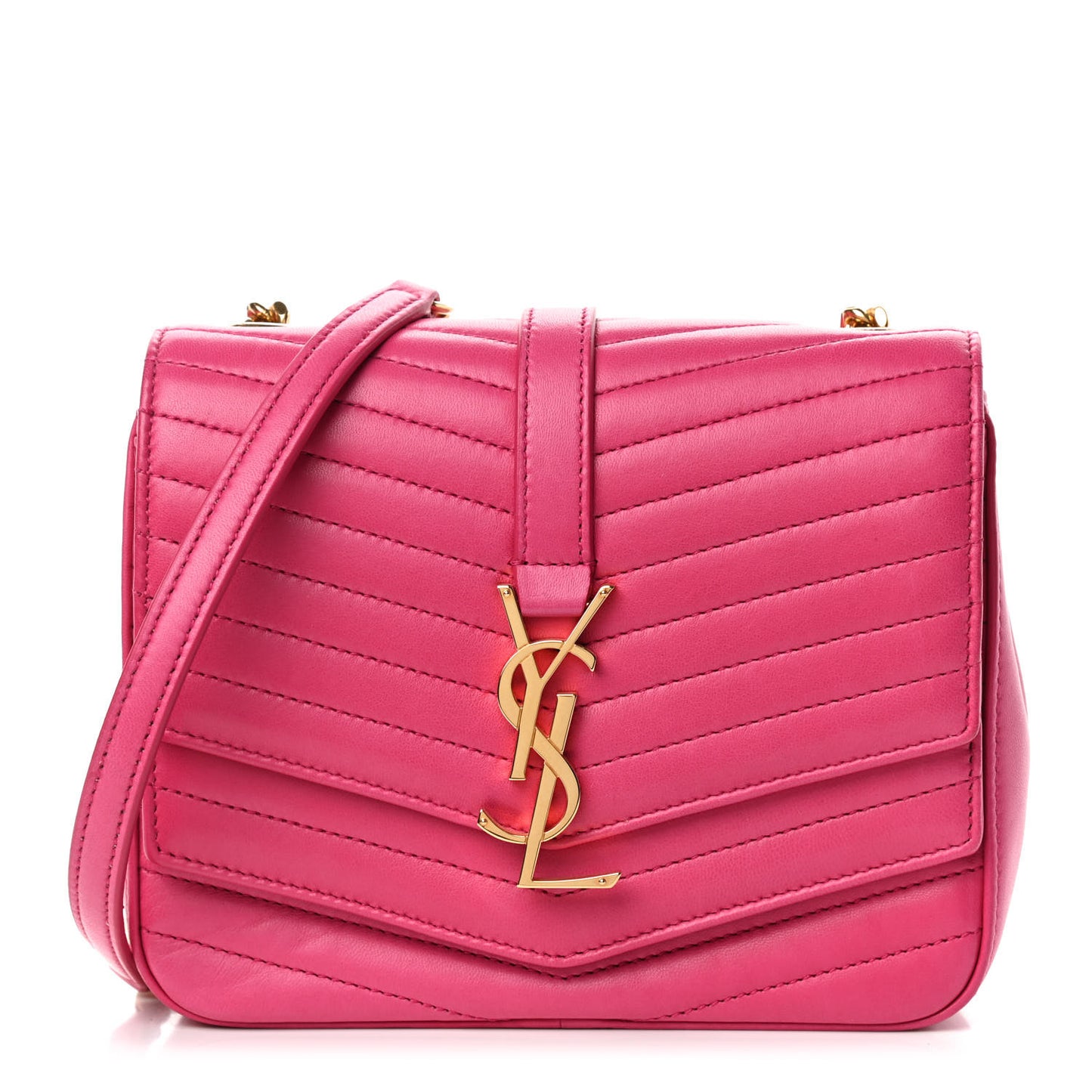 Lambskin Matelasse Chevron Monogram Small Sulpice Bag Fuchsia