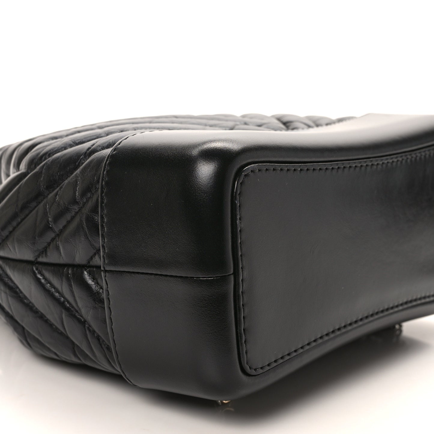 Aged Calfskin Chevron Quilted Small Gabrielle Backpack Black