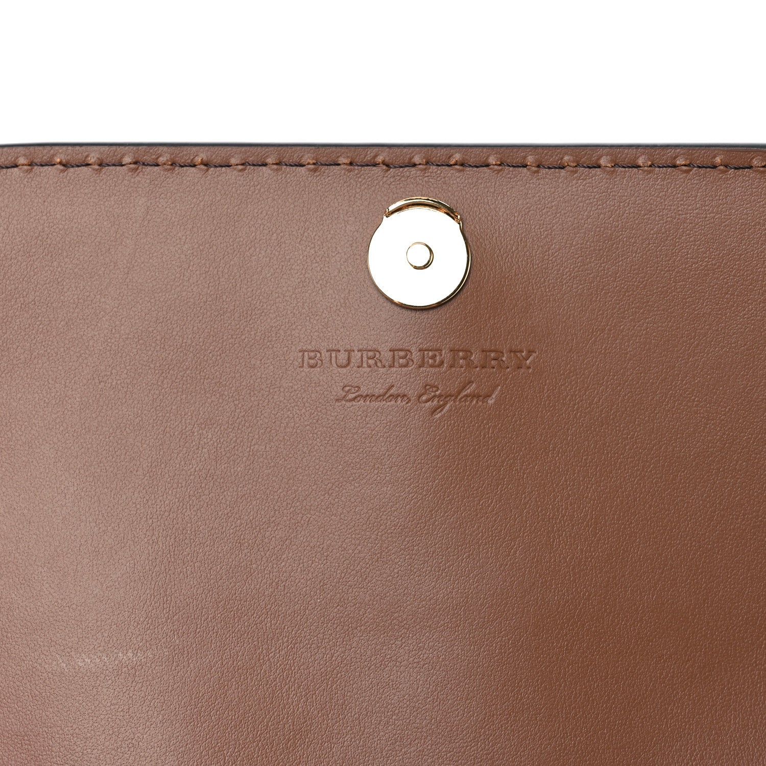 Burberry Grained Calfskin House Check Tartan Mix Hampshire Wallet On Chain Tan 6 of 11