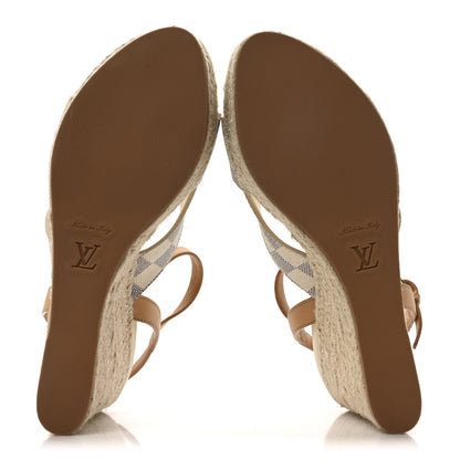 Louis Vuitton Damier Azur Starboard Wedges 40 Tan 6 of 8