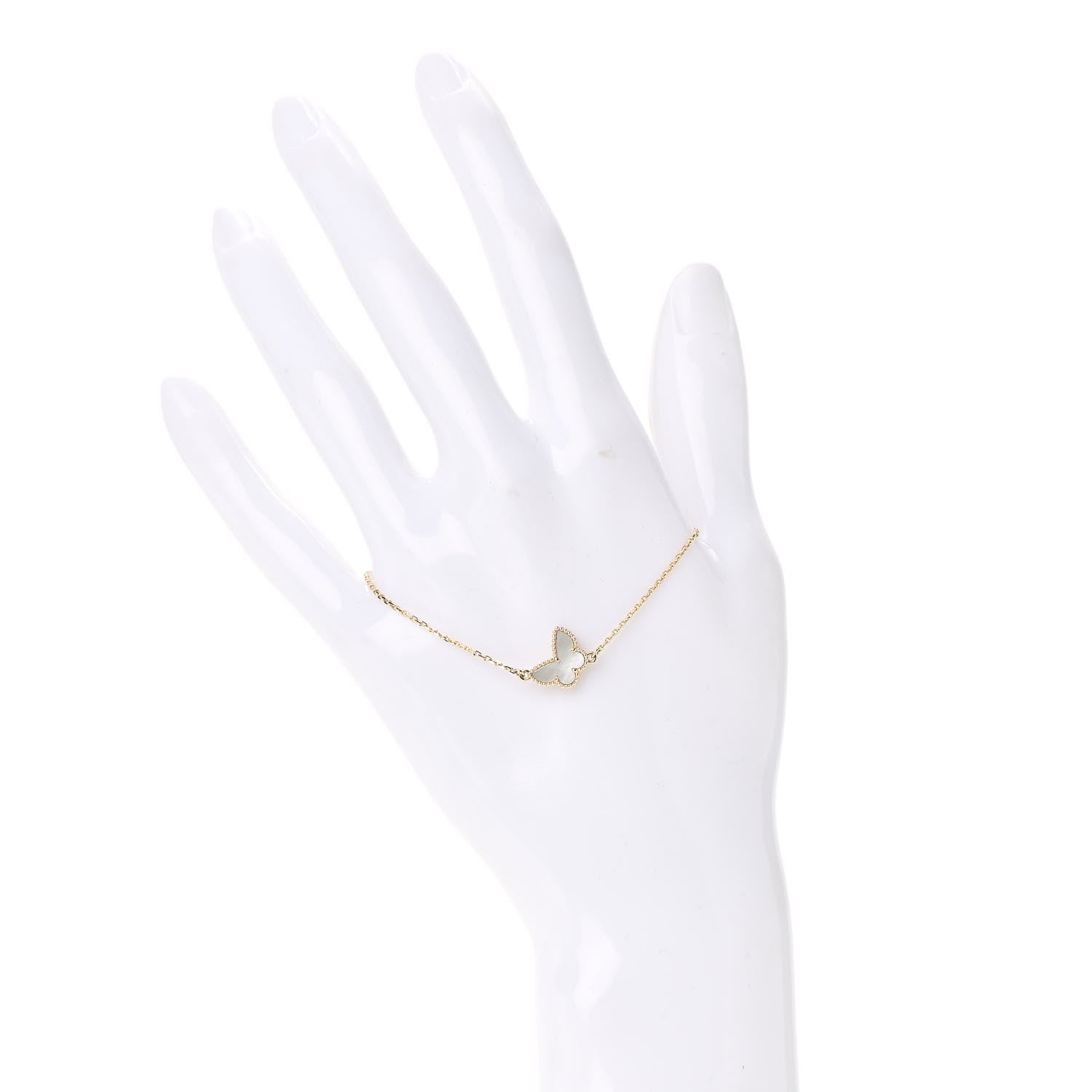 Van Cleef & Arpels 18K Yellow Gold Mother of Pearl Sweet Alhambra Butterfly Bracelet 2 of 7