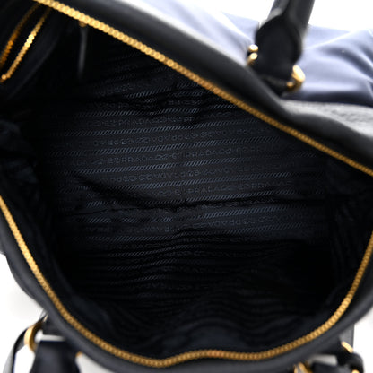 Prada Tessuto Nylon Vitello Daino Shopping Satchel Bleu 5 of 9