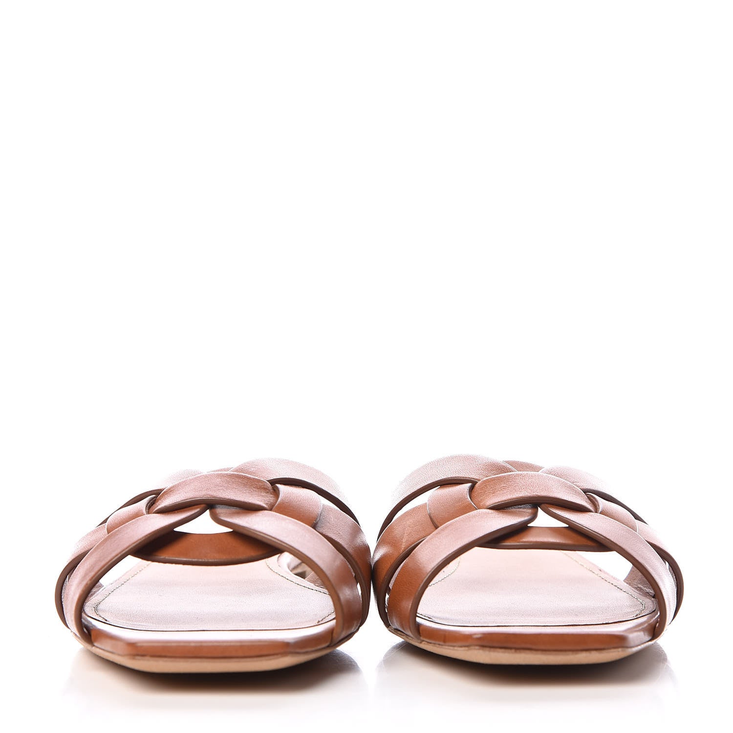 Saint Laurent Calfskin Tribute 05 Slide Sandals 38.5 Ambra 2 of 9