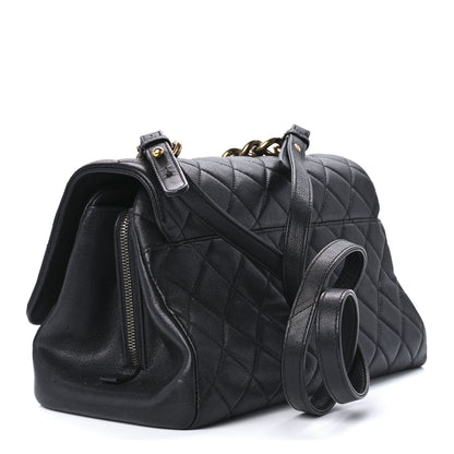 Chanel Shiny Sheepskin Quilted Large Trapezio Flap Black 3 of 12
