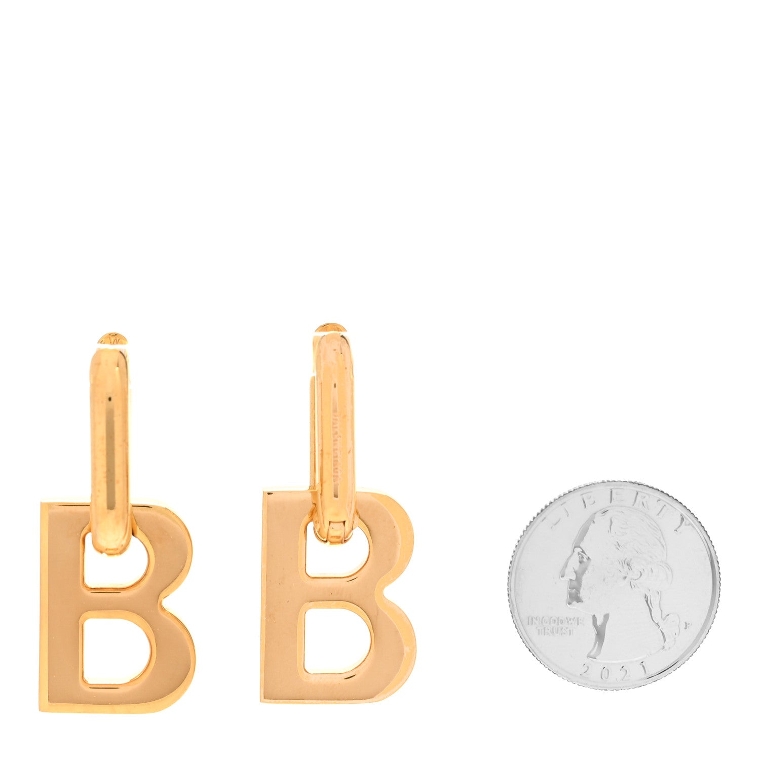 Balenciaga XS B Chain Drop Earrings Gold 2 of 5