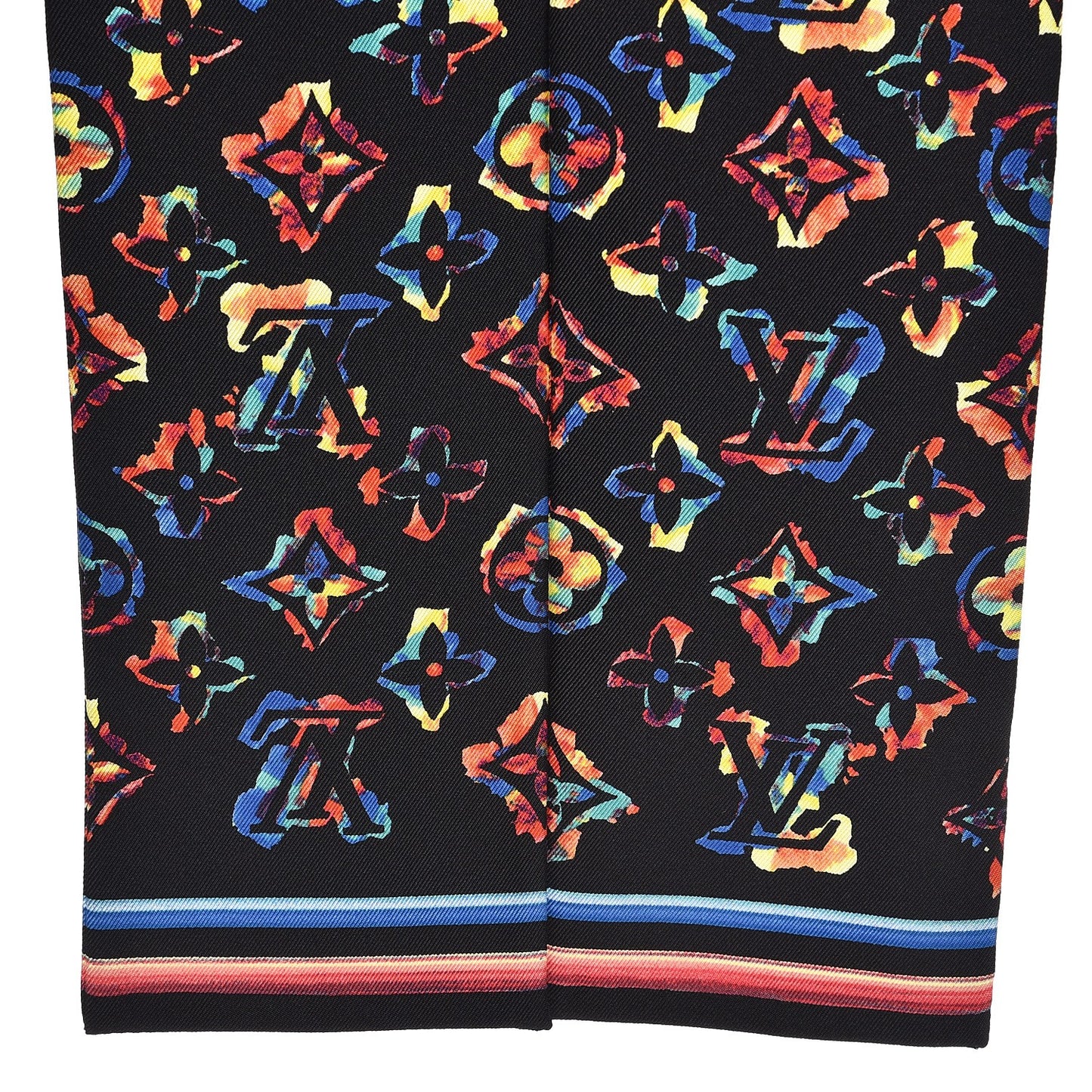 Silk Monogram Rainbow Bandeau Black