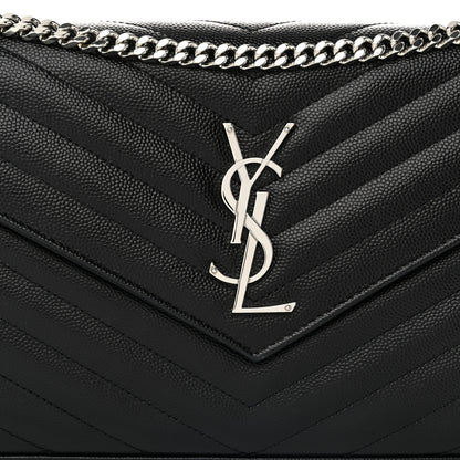 Saint Laurent Grain De Poudre Matelasse Chevron Monogram Chain Wallet Black 8 of 10