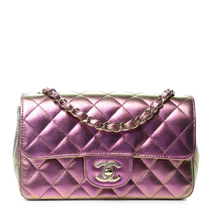 Chanel Iridescent Lambskin Quilted Mini Rectangular Flap Purple 1 of 11