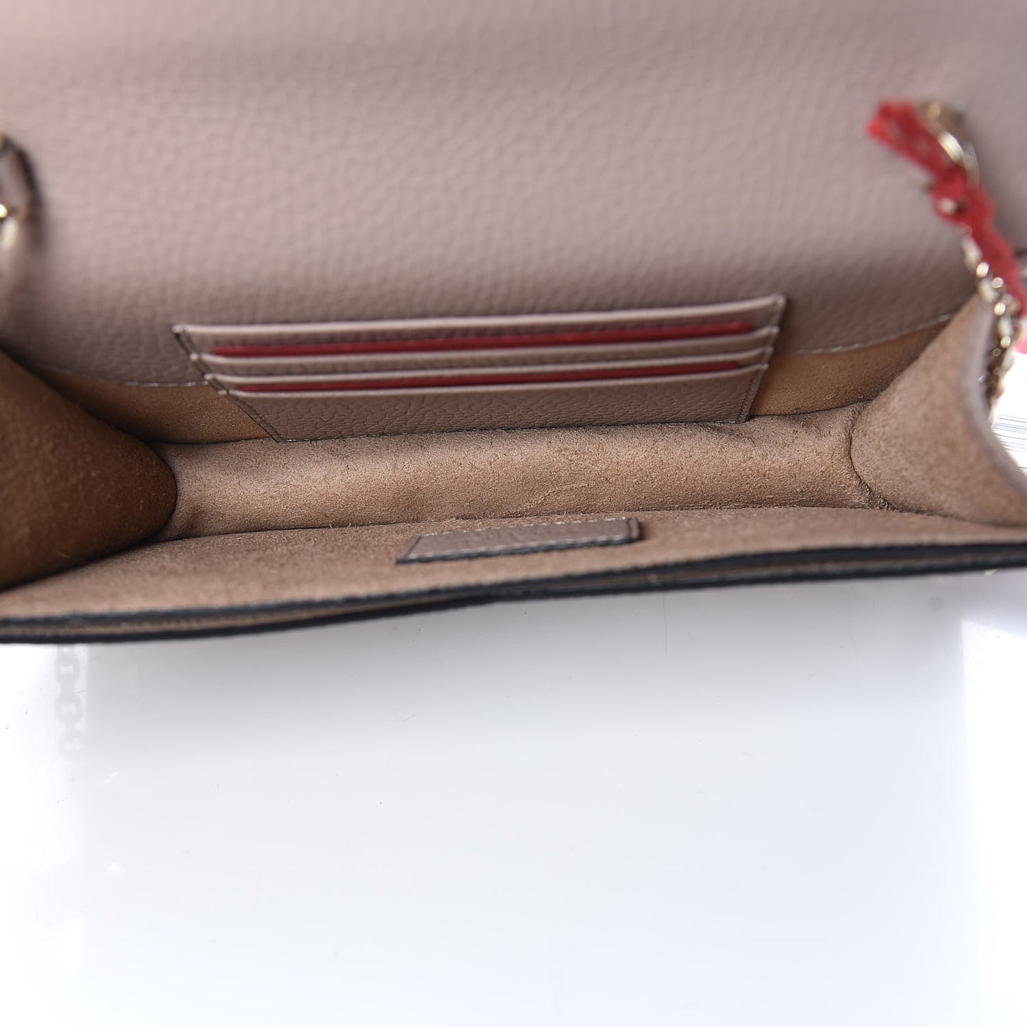 Pebbled Calfskin Rockstud Envelope Wallet on Chain Poudre