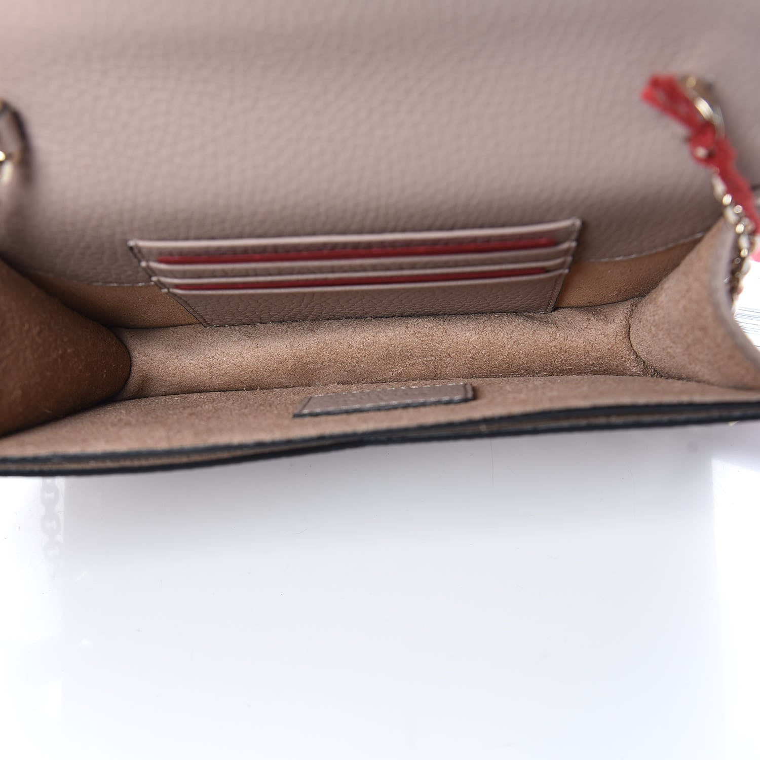 Valentino Garavani Pebbled Calfskin Rockstud Envelope Wallet on Chain Poudre 5 of 8