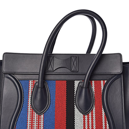 Celine Smooth Calfskin Striped Cotton Canvas Mini Luggage Navy Blue 9 of 11