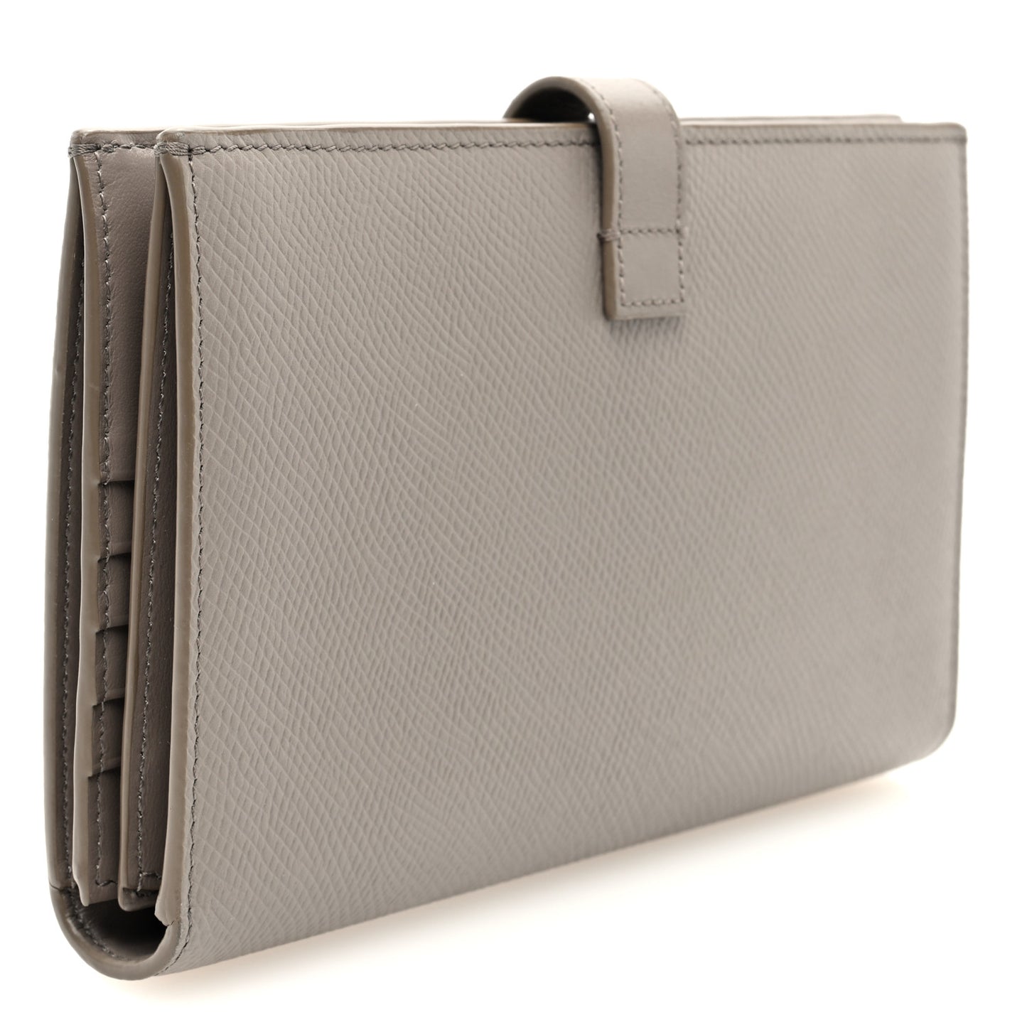 Grained Calfskin Large Multifunction Strap Wallet Pebble