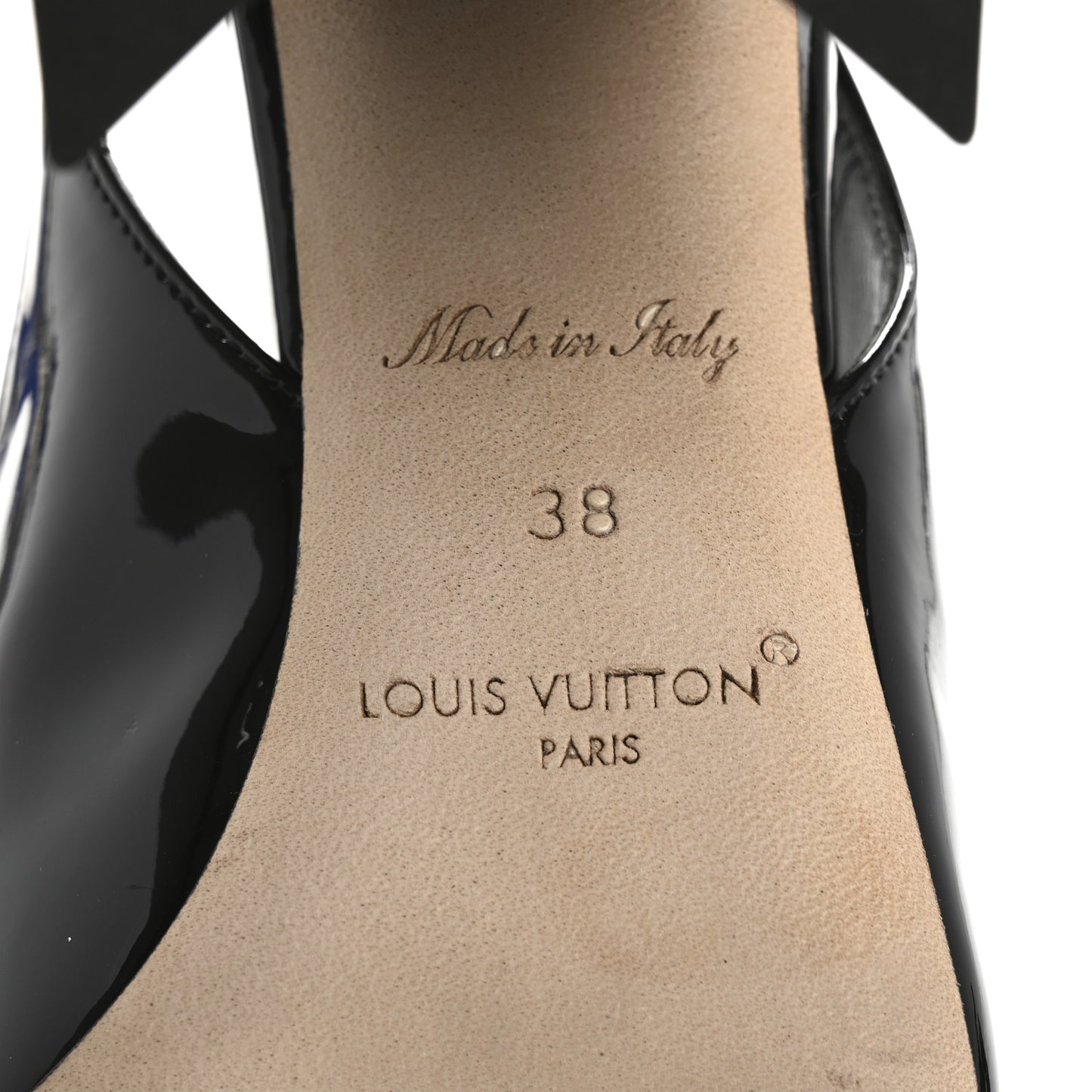 Patent Calfskin Shake Slingback Pumps 38 Black