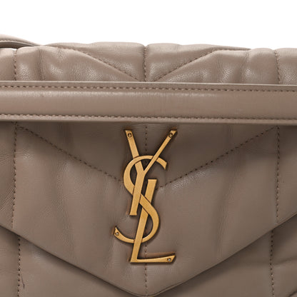 Saint Laurent Lambskin Quilted Small Loulou Puffer Monogram Chain Satchel Dark Beige 8 of 10