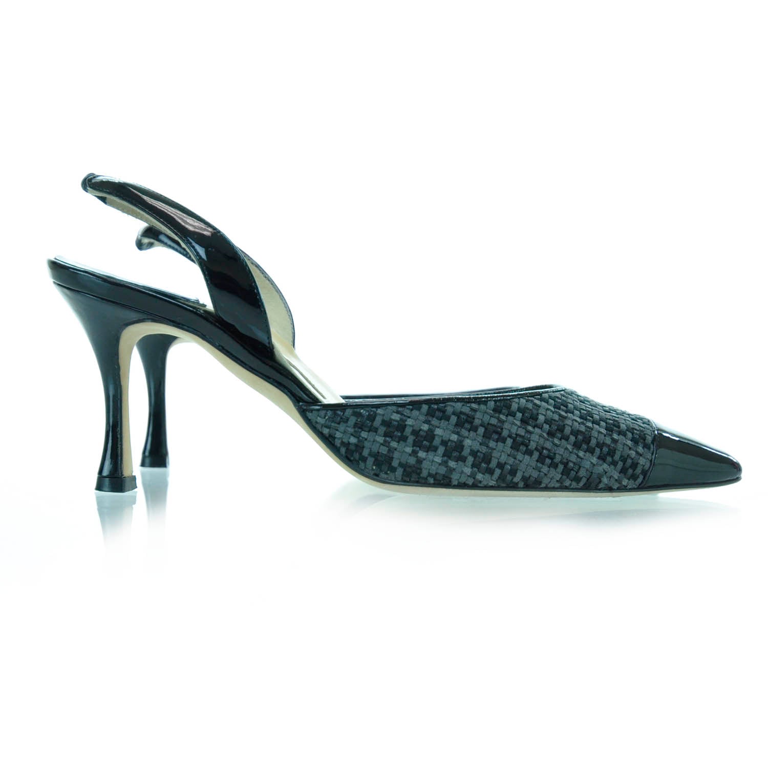 FASHIONPHILE MANOLOBLAHNIKWovenPatentCapToeCarolynePumps36Black 5 of 7