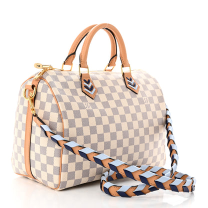 Louis Vuitton Damier Azur Braided Speedy Bandouliere 30 Blue 3 of 9