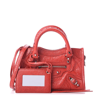 Balenciaga Agneau Classic Silver Hardware Nano City Rouge Groseille 1 of 7