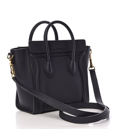 Celine Drummed Calfskin Nano Luggage Navy Blue 3 of 11