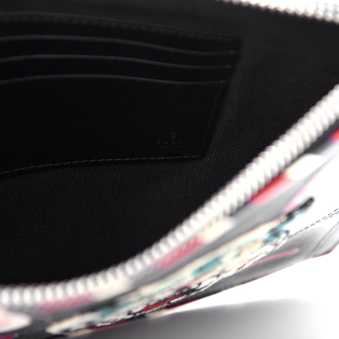 GG Supreme Monogram Night Courrier Zip Wristlet Pouch Black Multicolor
